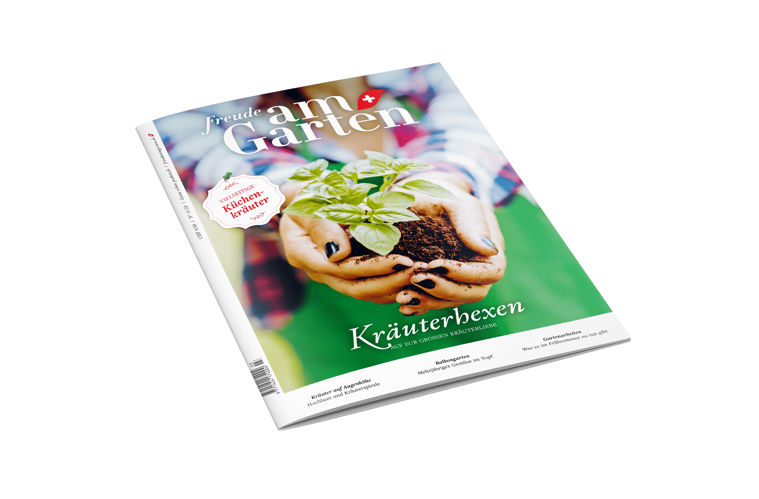 Cover der Ausgabe Nr. 3/2023, Hände mit einem Stock Basilikum